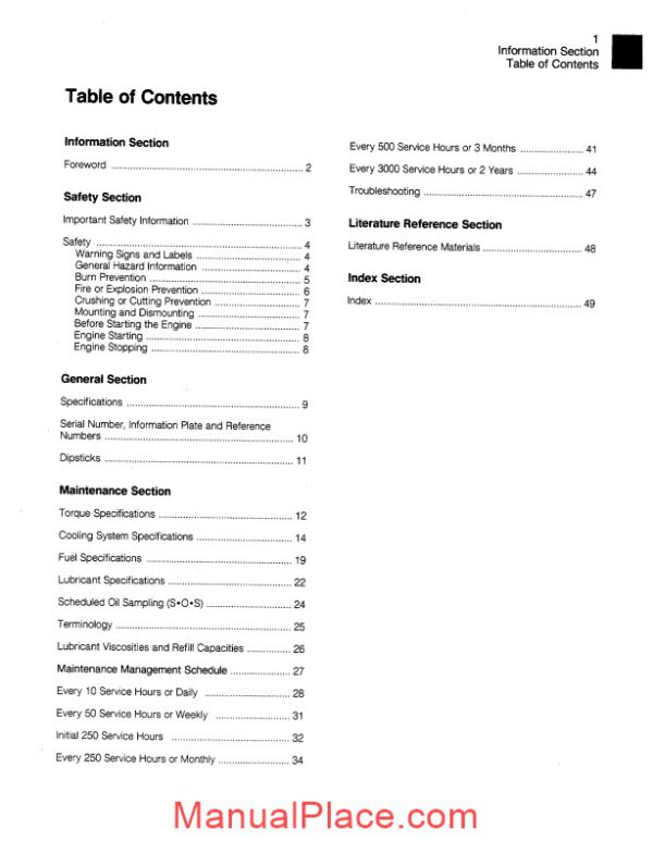 caterpillar 3116t and 3116ta engine operation and maintenance manual page 2