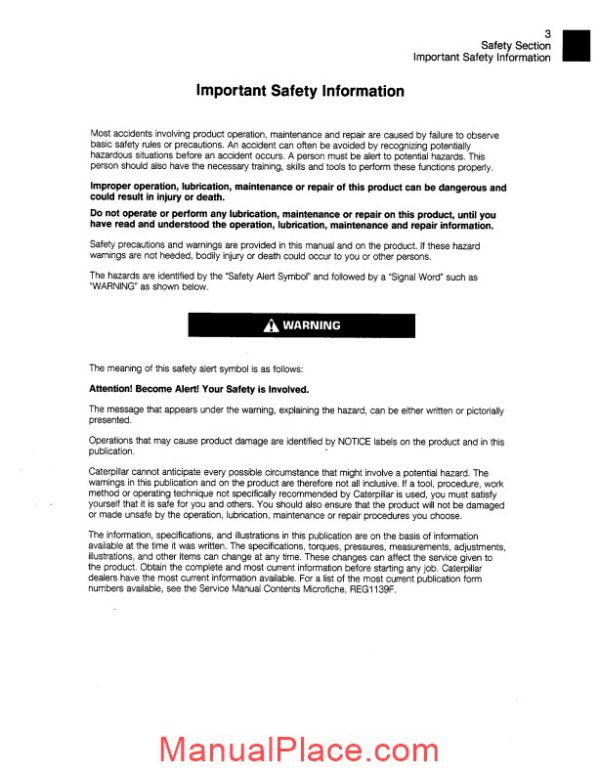 caterpillar 3116t and 3116ta engine operation and maintenance manual page 4