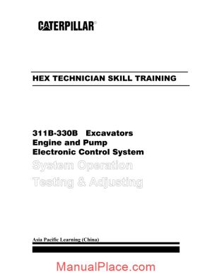 caterpillar 311b 330b excavators engine and pump electronic control system page 1