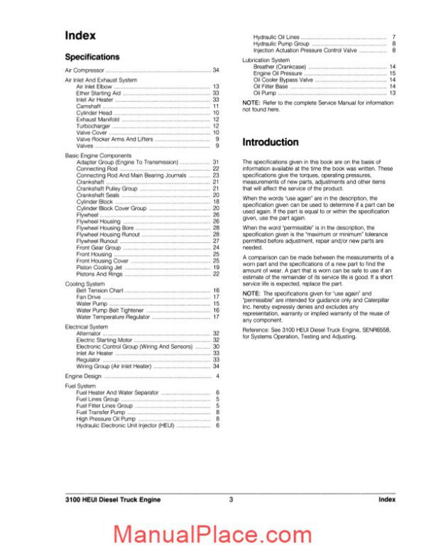 caterpillar 3126b c10 c12 shop manual page 3