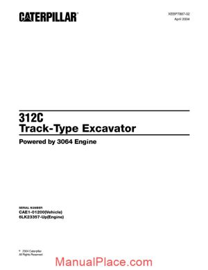 caterpillar 312c track type excavator parts manual japonesa 2001 page 1