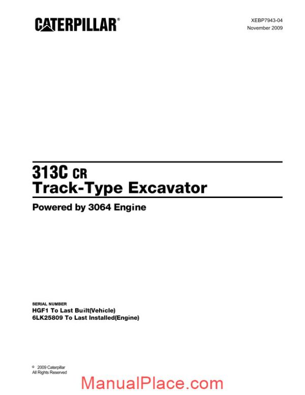 caterpillar 313c cr track type excavator parts manual japonesa 2009 page 1