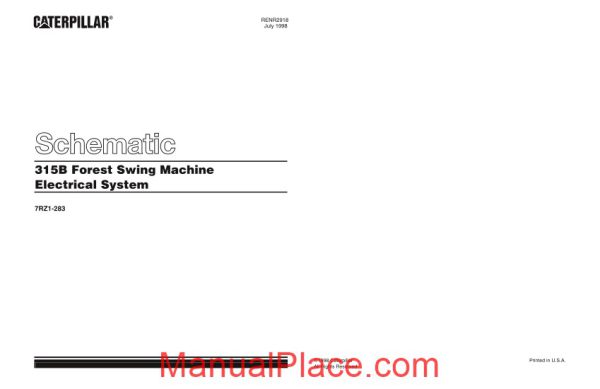 caterpillar 315 forest swing machine electrical system schematic page 1