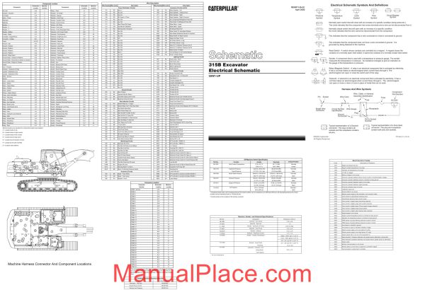 caterpillar 315b excavator electrical system schematic page 1