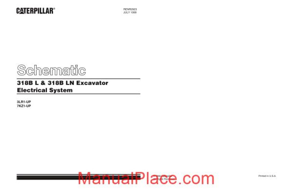 caterpillar 318b l 318b ln excavator electrical system schematic page 1