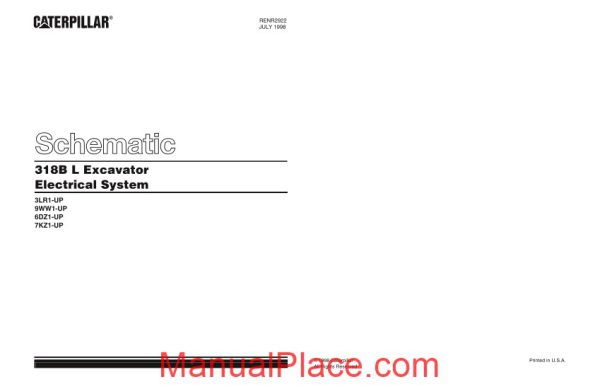 caterpillar 318b l excavator electrical system schematic page 1