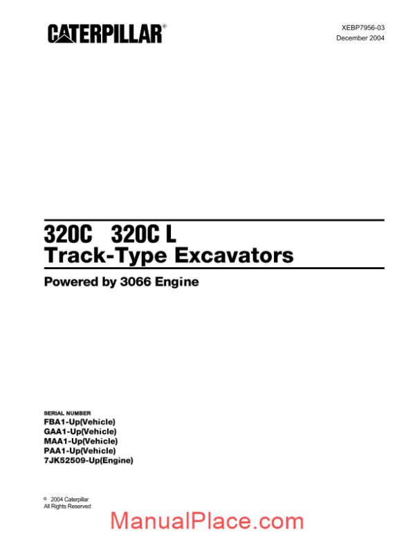 caterpillar 320c 320c l track type excavators parts manual page 1