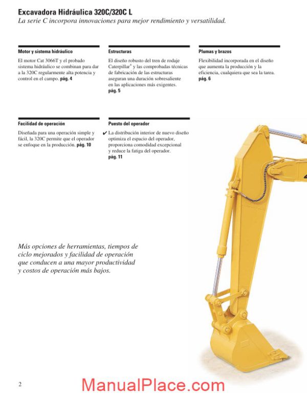 caterpillar 320c excavator technical characteristics page 2