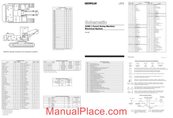 caterpillar 322b l forest swing machine electrical system schematic page 1