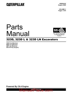 caterpillar 323d 323d l 323d ln excavators parts manual page 1