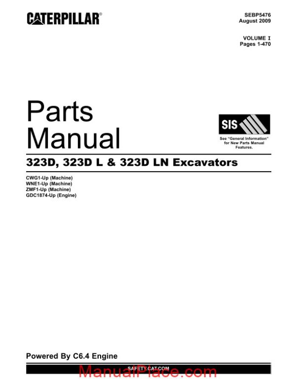 caterpillar 323d 323d l 323d ln excavators parts manual page 1