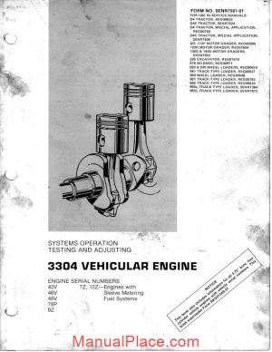 caterpillar 3304 vehicular engine service manual page 1