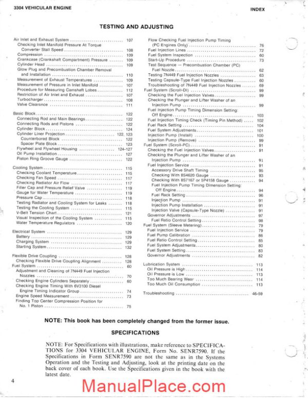 caterpillar 3304 vehicular engine service manual page 3