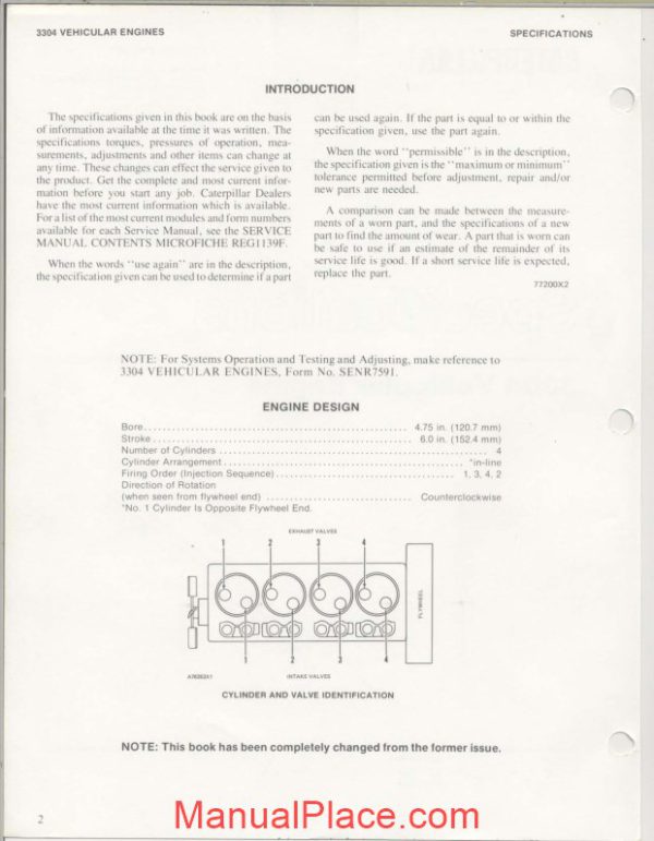 caterpillar 3304 vehicular engine specifications page 2