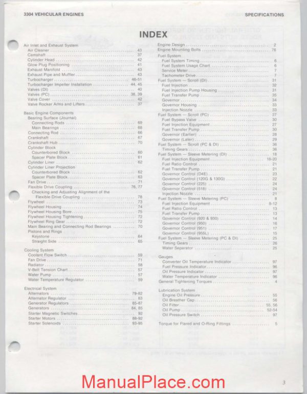 caterpillar 3304 vehicular engine specifications page 3