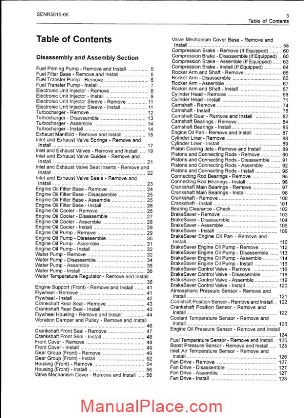 caterpillar 3406e on highway engine disassembly and assembly page 2