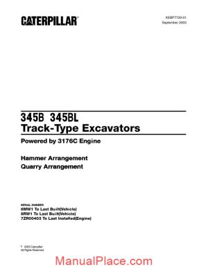 caterpillar 345b 345bl track type excavators parts manual page 1