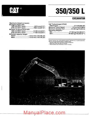 caterpillar 350 l technical specifications page 1