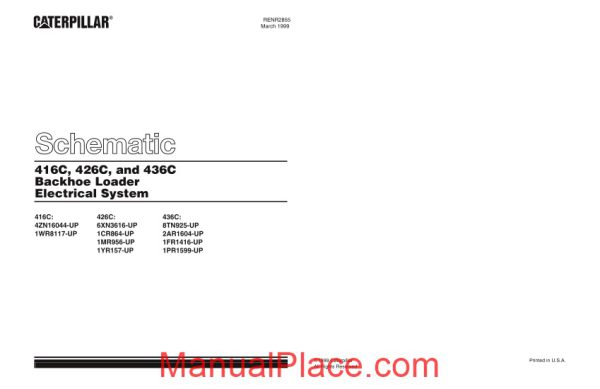 caterpillar 416 426 436c backhoe loader electrical system schematic page 1