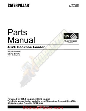 caterpillar 432e backhoe loader parts manual page 1