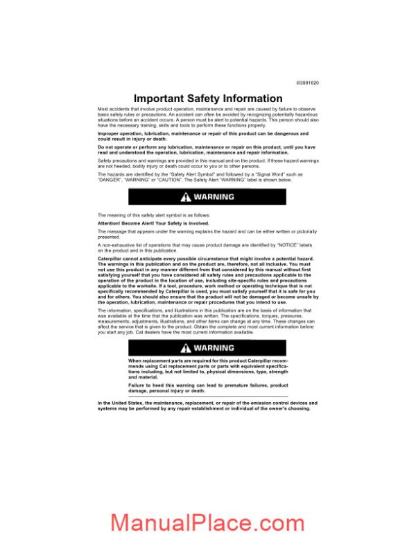 caterpillar 525c skidder operation manual page 2