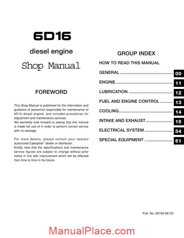 caterpillar 6d16 diesel engine service manual page 3