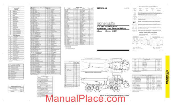 caterpillar 735 740 740 ejector articulated truck electrical system schematic page 1