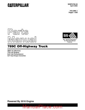 caterpillar 789c off highway truck parts manual page 1