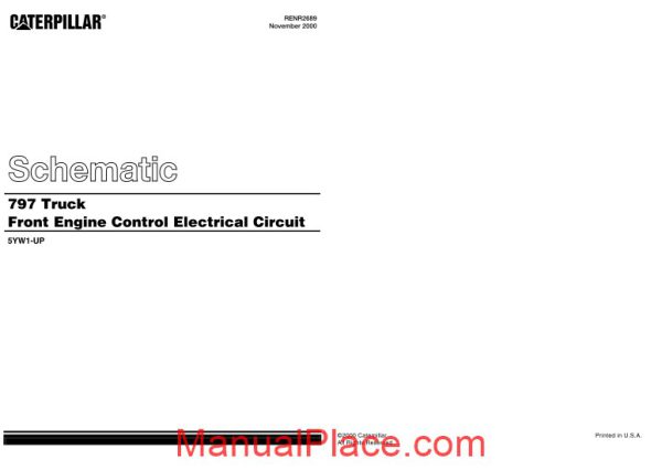 caterpillar 797 truck front control electrical circuit schematic page 1