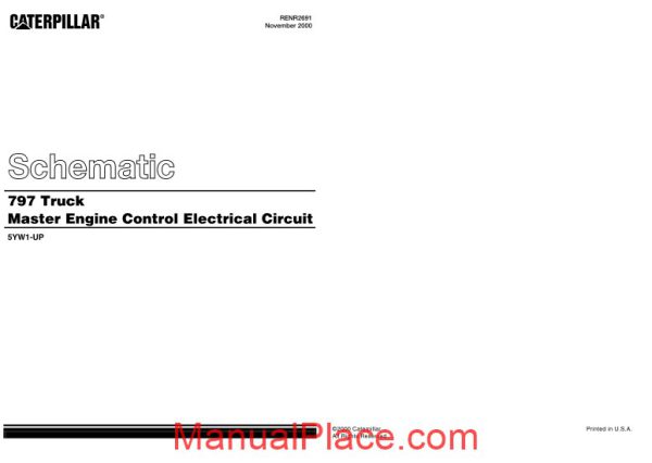 caterpillar 797 truck master engine control electrical circuit schematic page 1