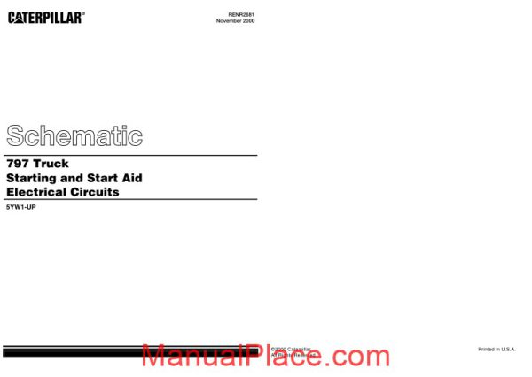 caterpillar 797 truck starting and star aid electrical circuits schematic page 1