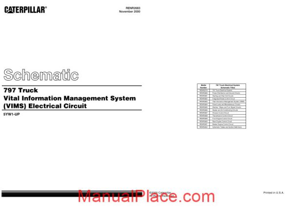 caterpillar 797 truck vital information management electrical circuits schematic page 1