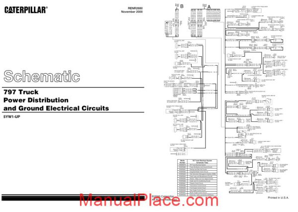 caterpillar 797c truck power distribution ground electrical circuits schematic page 1