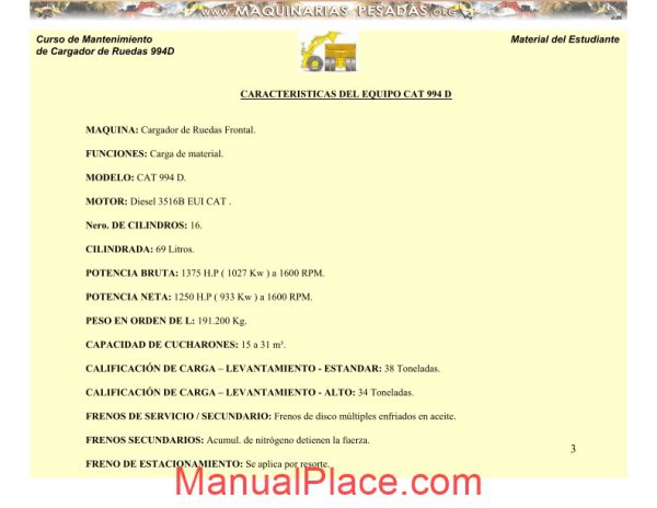 caterpillar 994d charger maintenance training course page 3