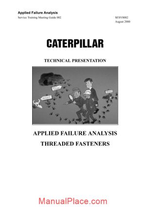 caterpillar applied failure analysis threaded fasteners service training page 1