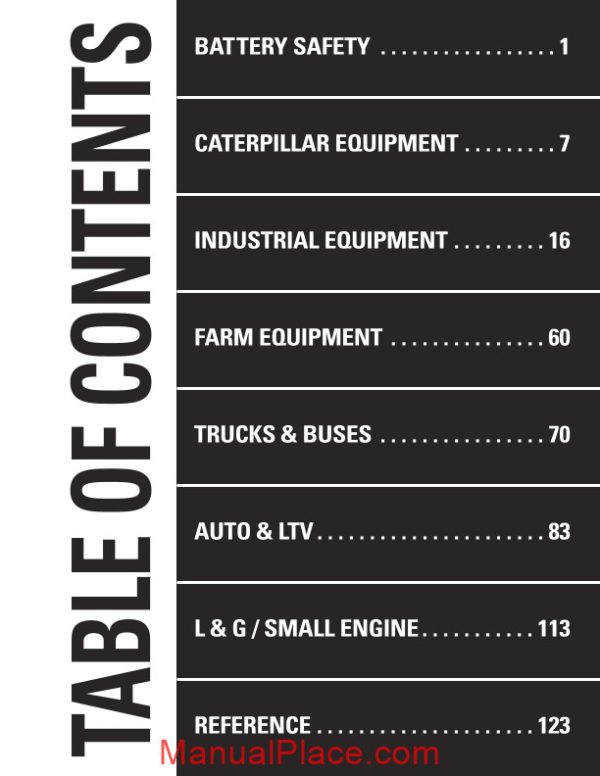 caterpillar batteries catalog 2004 edition page 3