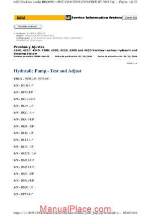 caterpillar bk loader hydraulic pump test and adjust page 1