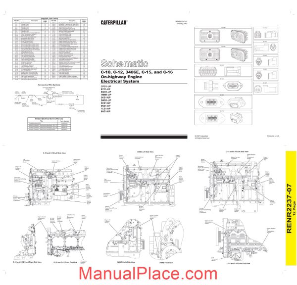 caterpillar c 10 c 12 3406 e c 15 c 16 schematics page 1