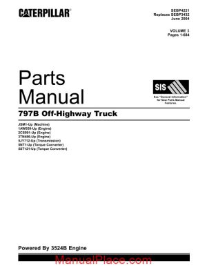 caterpillar cat 797b parts catalogue for the truck page 1