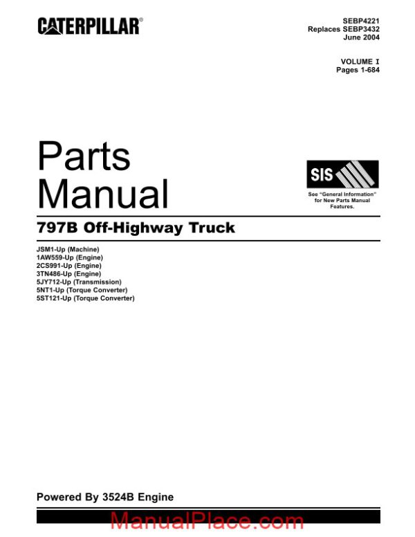 caterpillar cat 797b parts catalogue for the truck page 1