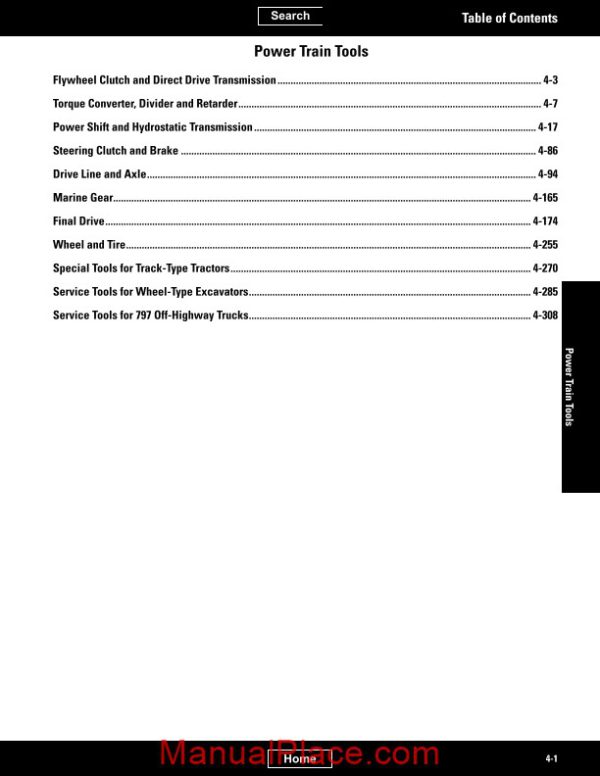 caterpillar catalogue of tools for power train services page 1