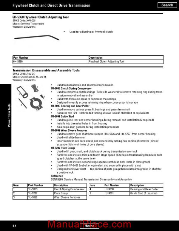 caterpillar catalogue of tools for power train services page 4