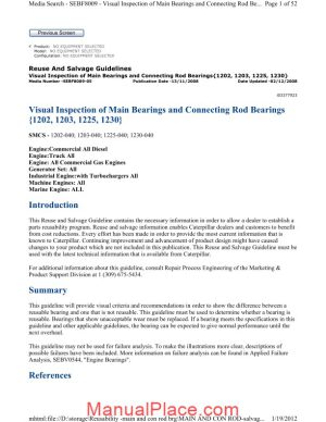 caterpillar connecting rod bearings service training page 1