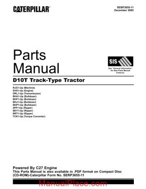 caterpillar d10t track type tractor parts manual page 1