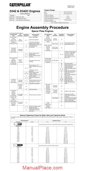 caterpillar d342 d342c engine engine assembly page 1