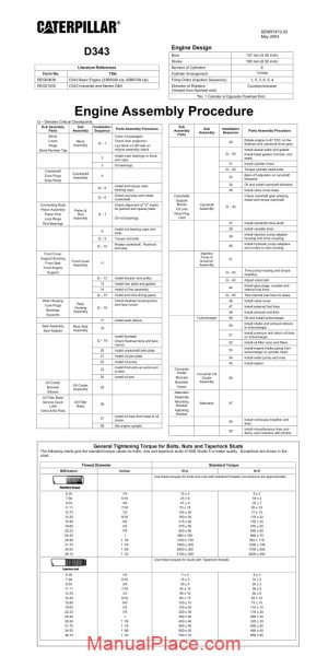 caterpillar d343 engine engine assembly page 1