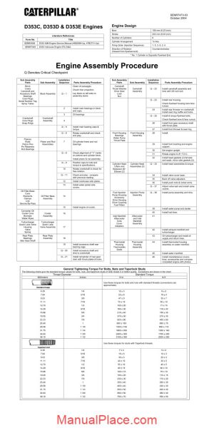 caterpillar d353c d353d d353e engine engine assembly page 1