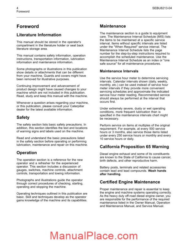 caterpillar d5k dozer operation manual page 4