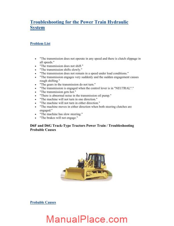 caterpillar d6f d6g track type tractors power train troubleshooting page 4