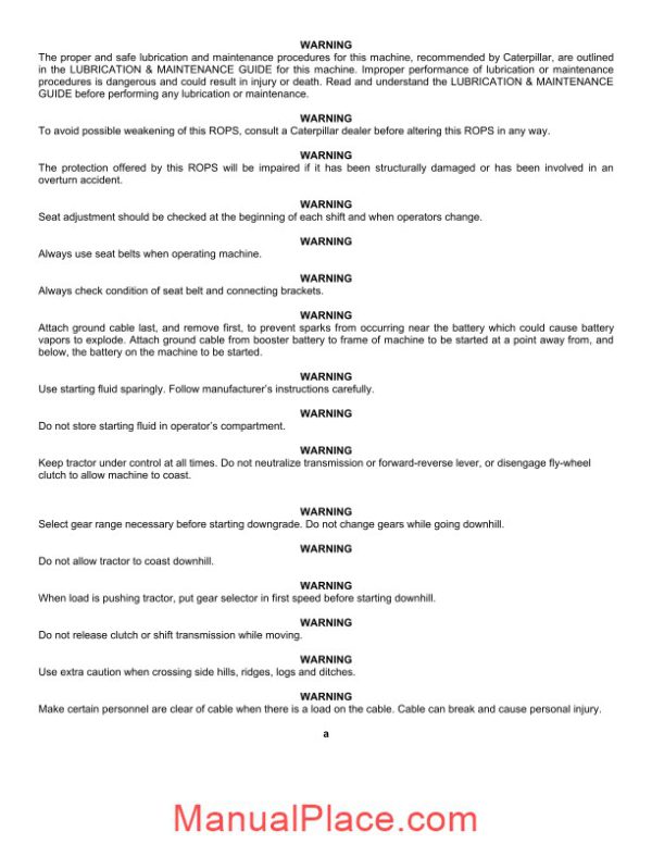 caterpillar d8k parts book page 2